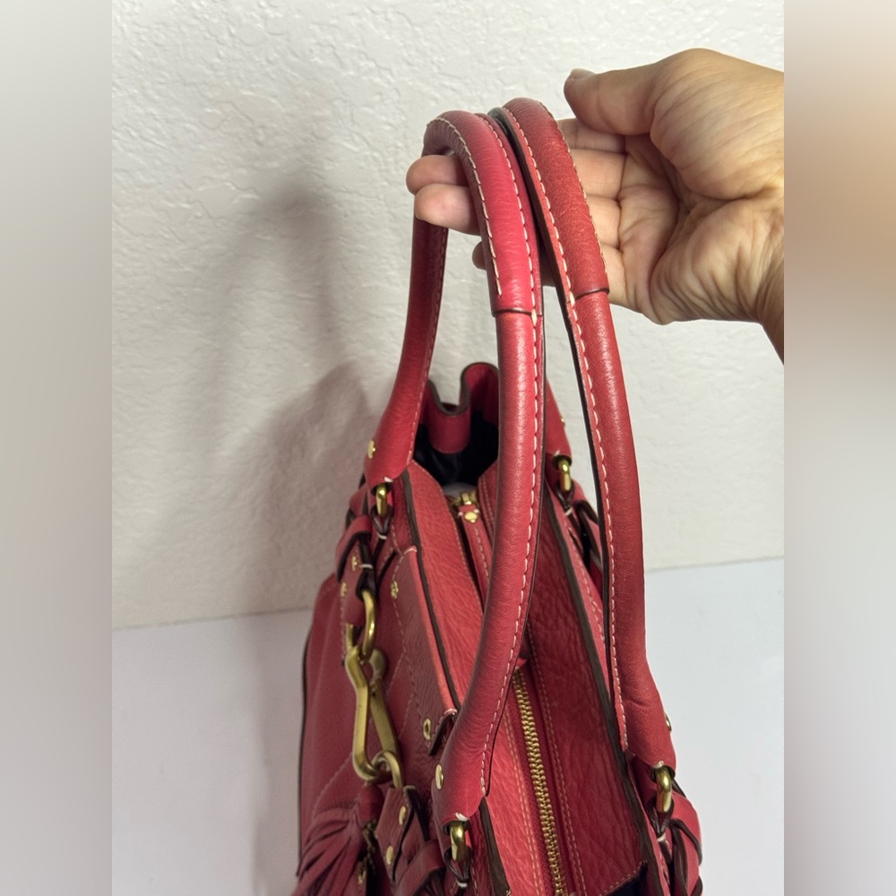 Coach Y2K Hampton Red Pebbled Leather Carryall Satchel Tote Shoulder Bag - Picture 7 of 15